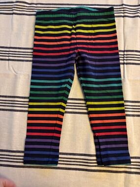 Primary Black Rainbow Stripe Kids Leggings